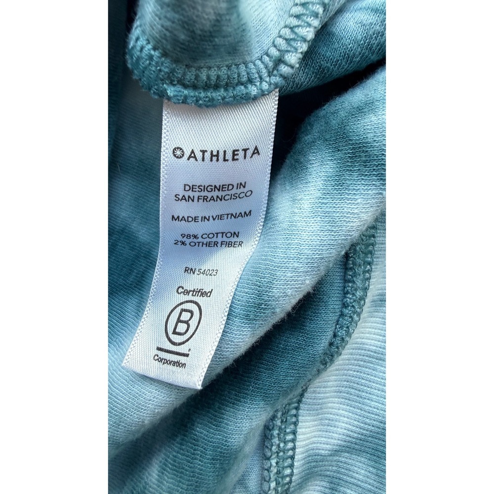 Athleta Coaster Luxe Sweatshirt Teal Tie Dye Pullover Crew Neck Tall Large LT - Picture 3 of 6